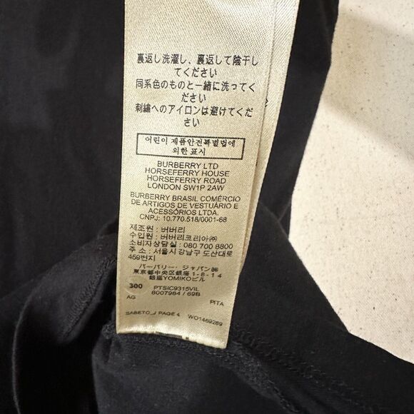 Burberry Men Size Medium Embroidered Logo Black Short Sleeve T-Shirt - Picture 5 of 10